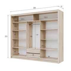 Oak Sonoma + Lava Mirrored Sliding Door Wardrobe 250cm – GRAYSON