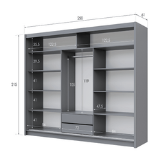 Graphite Mirrored Sliding Door Wardrobe 250cm – DERBY