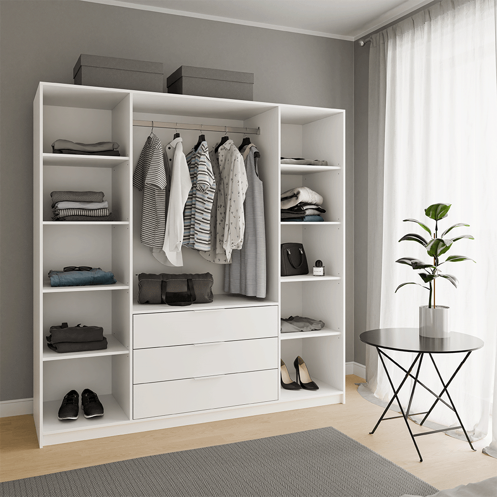 Oak Wellington Mirrored Hinged Door Wardrobe 196cm – HAMPTON D4