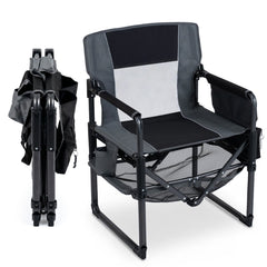 Outdoor Camping Chair with Cup Holder and Side Pocket-Black