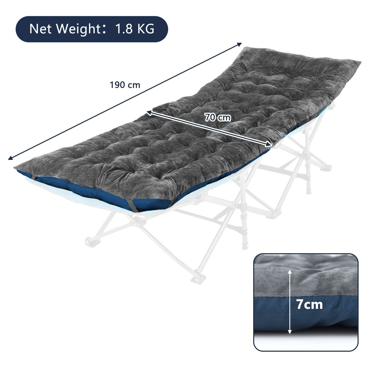 Outdoor Camping Cot Pads Crystal Velvet Sleeping Pads Mattress-Dark Grey