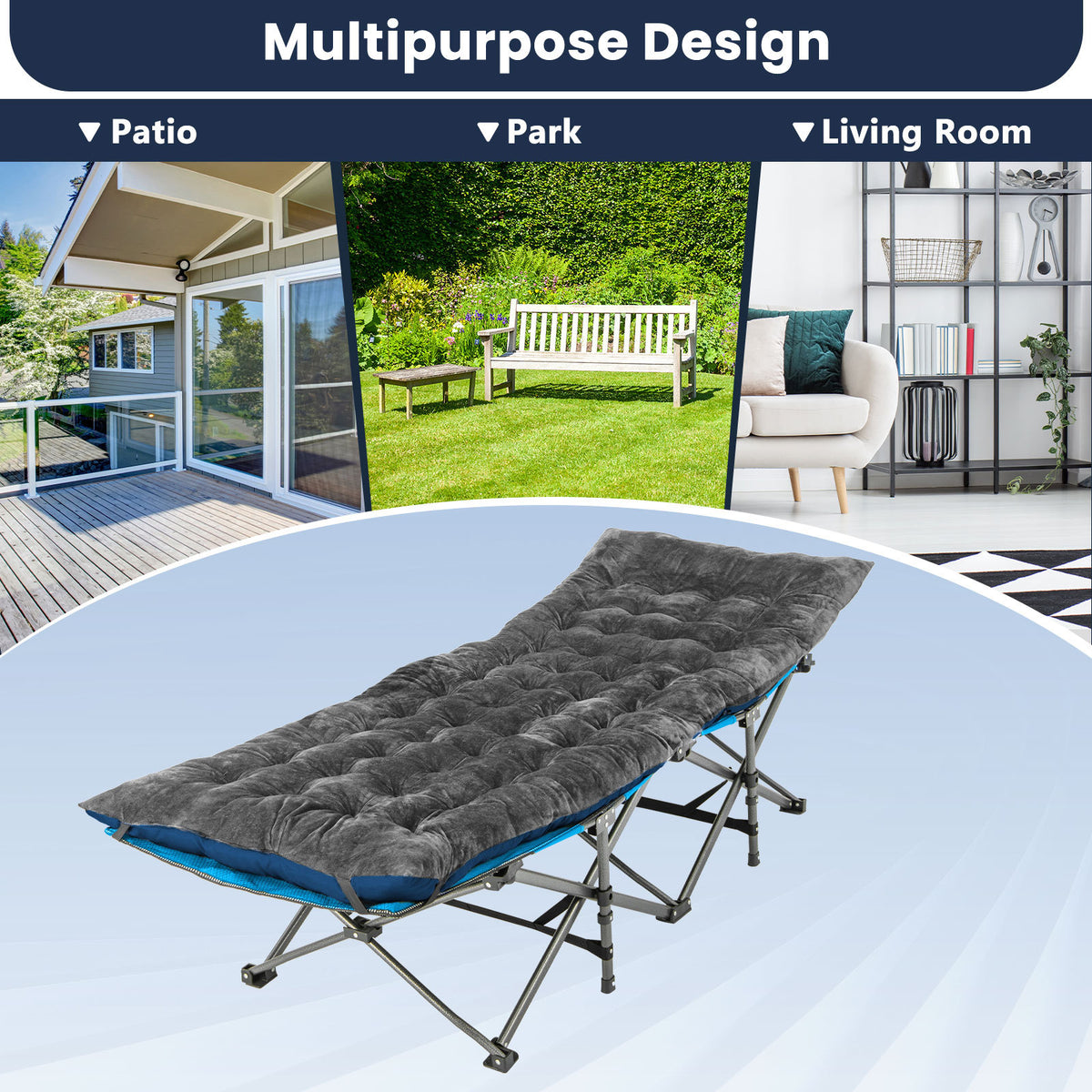 Outdoor Camping Cot Pads Crystal Velvet Sleeping Pads Mattress-Dark Grey