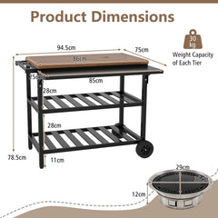Outdoor Dining Cart with Korean BBQ Grill for Backyard