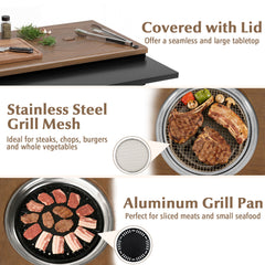 Outdoor Dining Cart with Korean BBQ Grill for Backyard