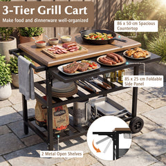 Outdoor Dining Cart with Korean BBQ Grill for Backyard
