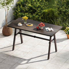 Outdoor Dining Tale for 6 with 4.9 cm Umbrella Hole for Deck-Dark Brown