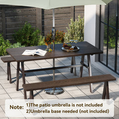 Outdoor Dining Tale for 6 with 4.9 cm Umbrella Hole for Deck-Dark Brown