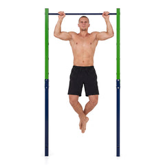 Outdoor In-Ground Pull Up Bar Heavy Duty Metal Pull Up Bar Station with 5 Adjustable Heights-Blue
