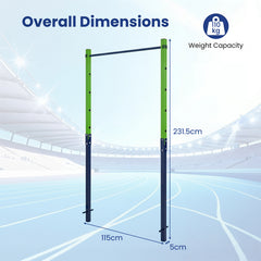 Outdoor In-Ground Pull Up Bar Heavy Duty Metal Pull Up Bar Station with 5 Adjustable Heights-Blue