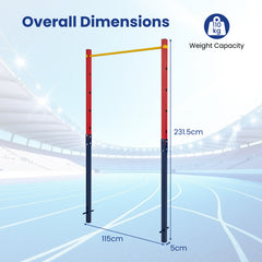 Outdoor In-Ground Pull Up Bar Heavy Duty Metal Pull Up Bar Station with 5 Adjustable Heights-Red