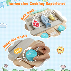 Outdoor Kids Play Kitchen Set Wooden Toy Kitchen Playset with Removable Sink-Multicolor