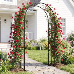 Outdoor Steel Arbor for Wedding Ceremony and Garden Lawn Party-Black