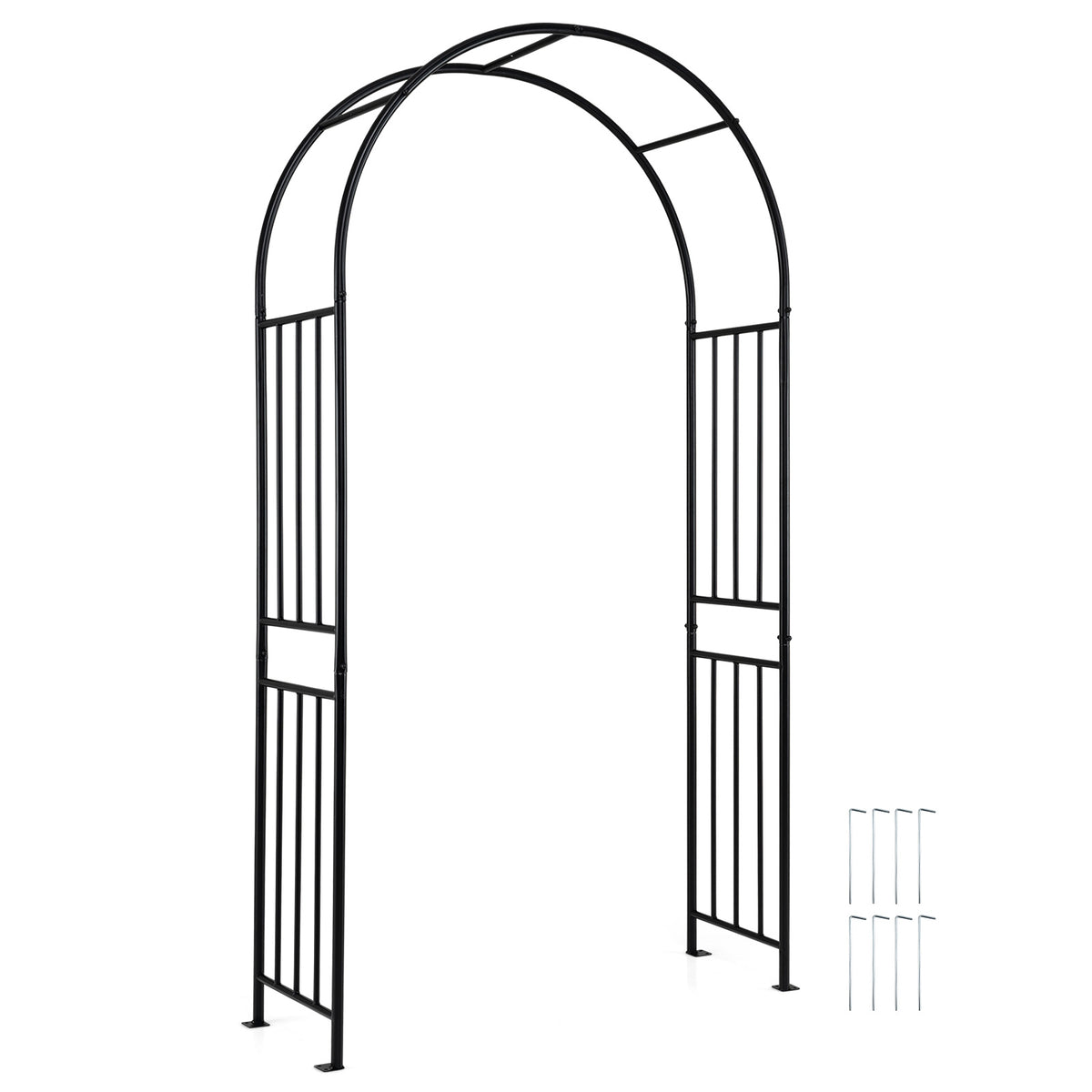 Outdoor Steel Arbor for Wedding Ceremony and Garden Lawn Party-Black