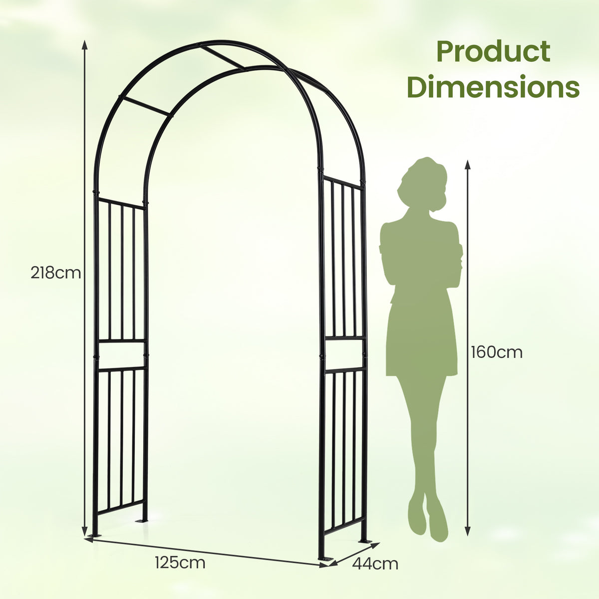 Outdoor Steel Arbor for Wedding Ceremony and Garden Lawn Party-Black