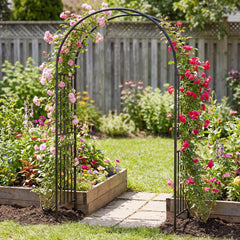Outdoor Steel Arbor for Wedding Ceremony and Garden Lawn Party-Black