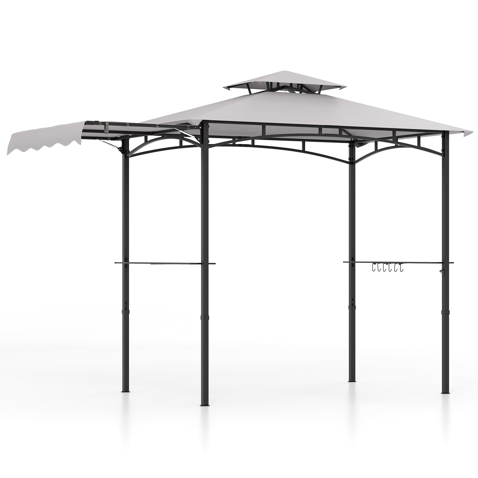 Outdoor Barbecue Canopy Tent Grill Gazebo with Side Awning-Grey