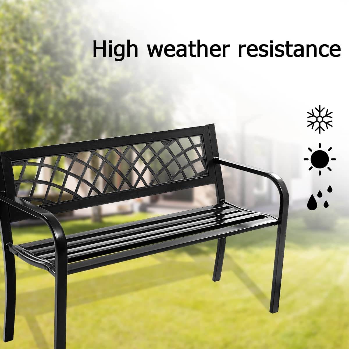 Metal Frame Outdoor Bench with 280 KG Load Capacity