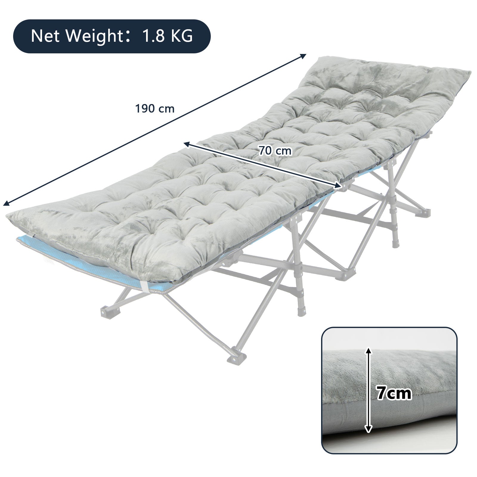 Outdoor Camping Cot Pads Crystal Velvet Sleeping Pads Mattress-Grey