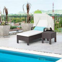 Outdoor Chaise Lounge Chair and Table Set with Adjustable Backrest