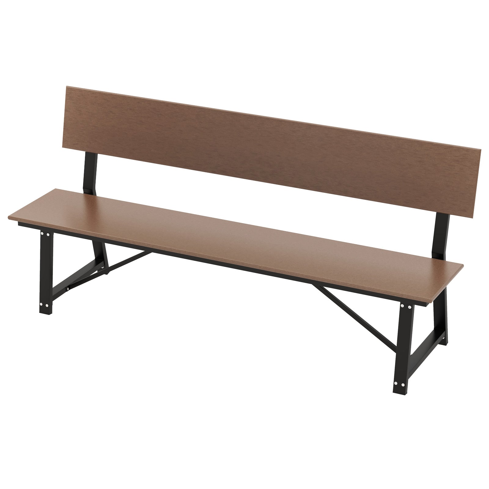 Outdoor Garden Bench with Weatherproof HDPE Backrest and Seat-Brown