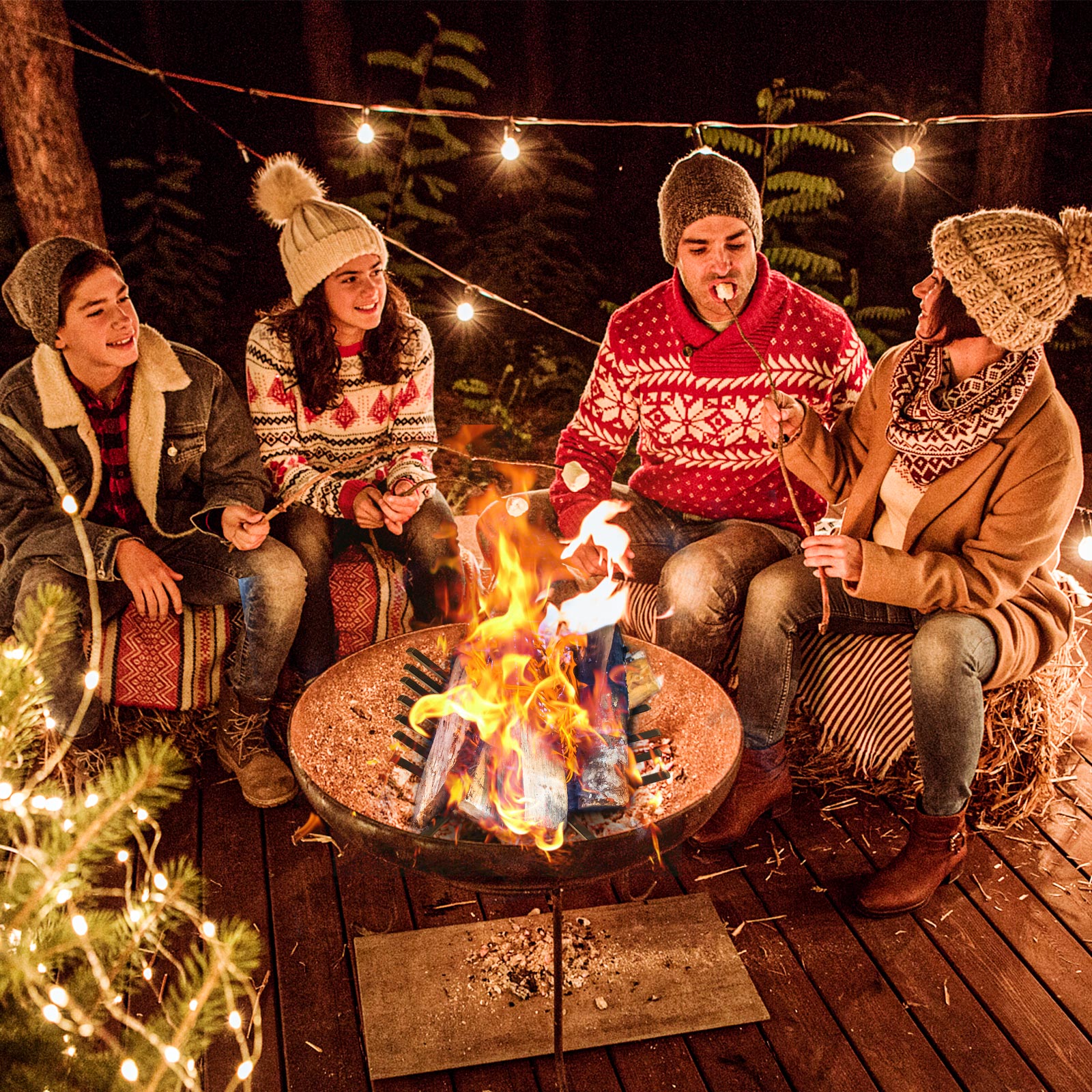 Outdoor Grill Fireplace Log Grate Holder with 7 Steel Bars-S