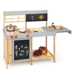 Kids Wooden Mud Kitchen Set with Chalkboard