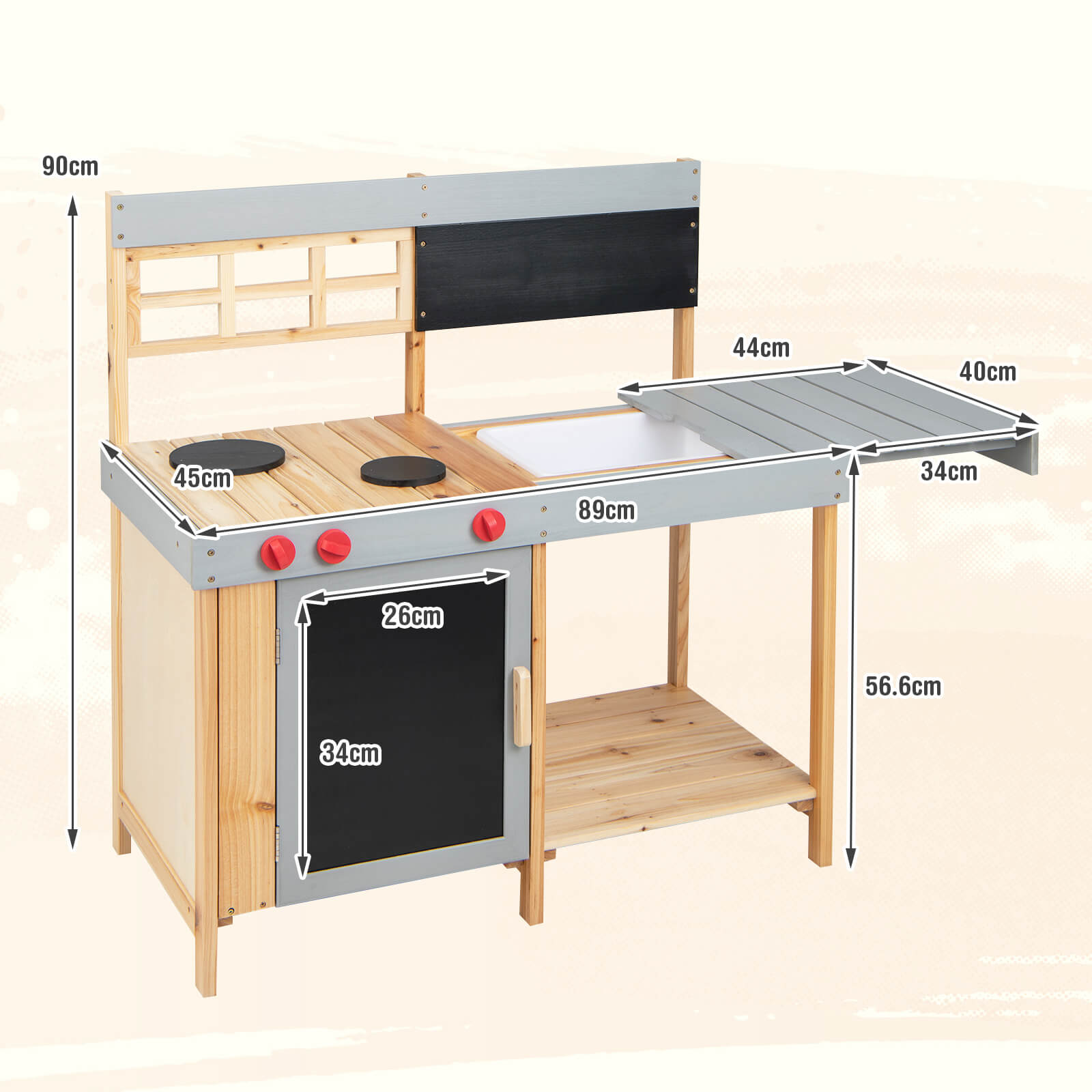 Kids Wooden Mud Kitchen Set with Chalkboard