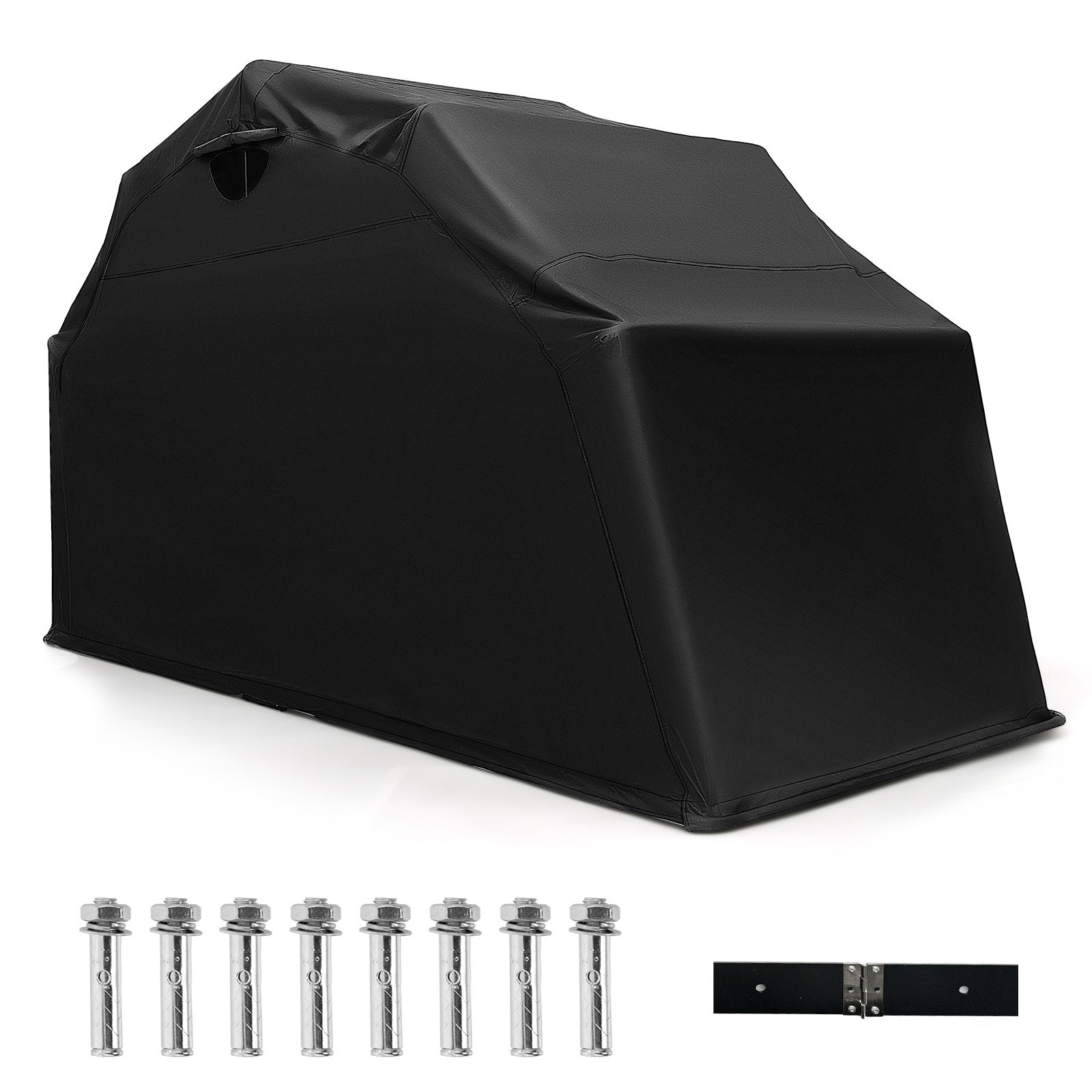 Outdoor Motorcycle Shelter Storage Shed with 600D Oxford Fabric Cover-Black