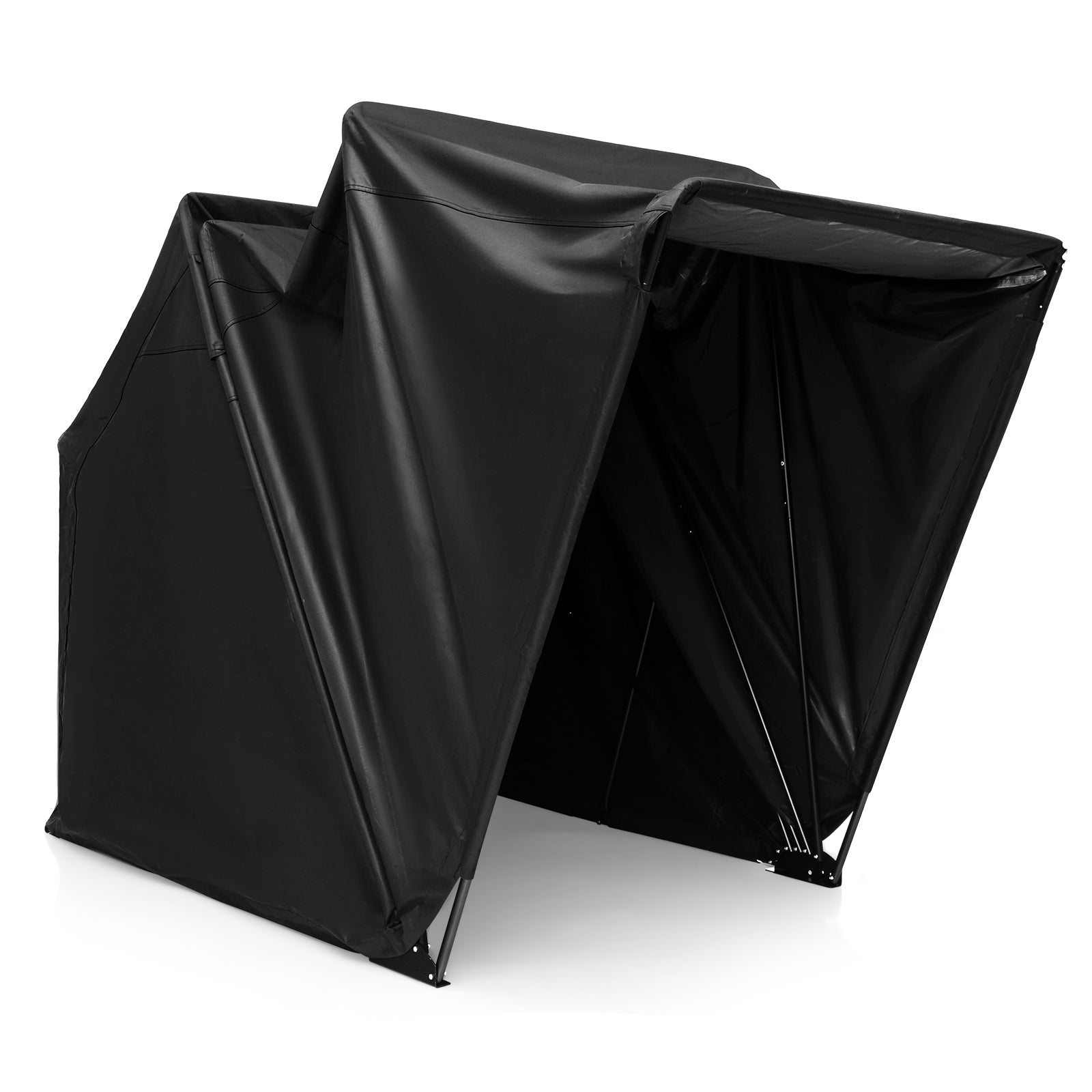 Outdoor Motorcycle Shelter Storage Shed with 600D Oxford Fabric Cover-Black