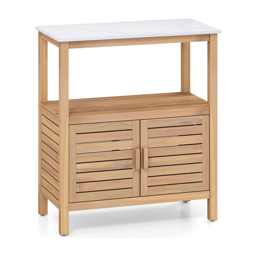 Outdoor Potting Bench with Resin Tabletop and Storage Shelf