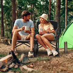 Outdoor Rocker Camping Chair Portable Foldable Rocking Chair-Black