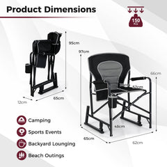 Outdoor Rocker Camping Chair Portable Foldable Rocking Chair-Black