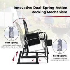 Outdoor Rocker Camping Chair Portable Foldable Rocking Chair-Black
