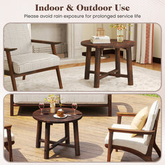 Outdoor Side Table Patio End Table with Solid Wood Structure Brown