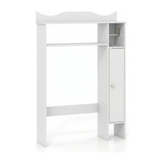 Over Toilet Storage Cabinet in white with open shelving and a closed cupboard door