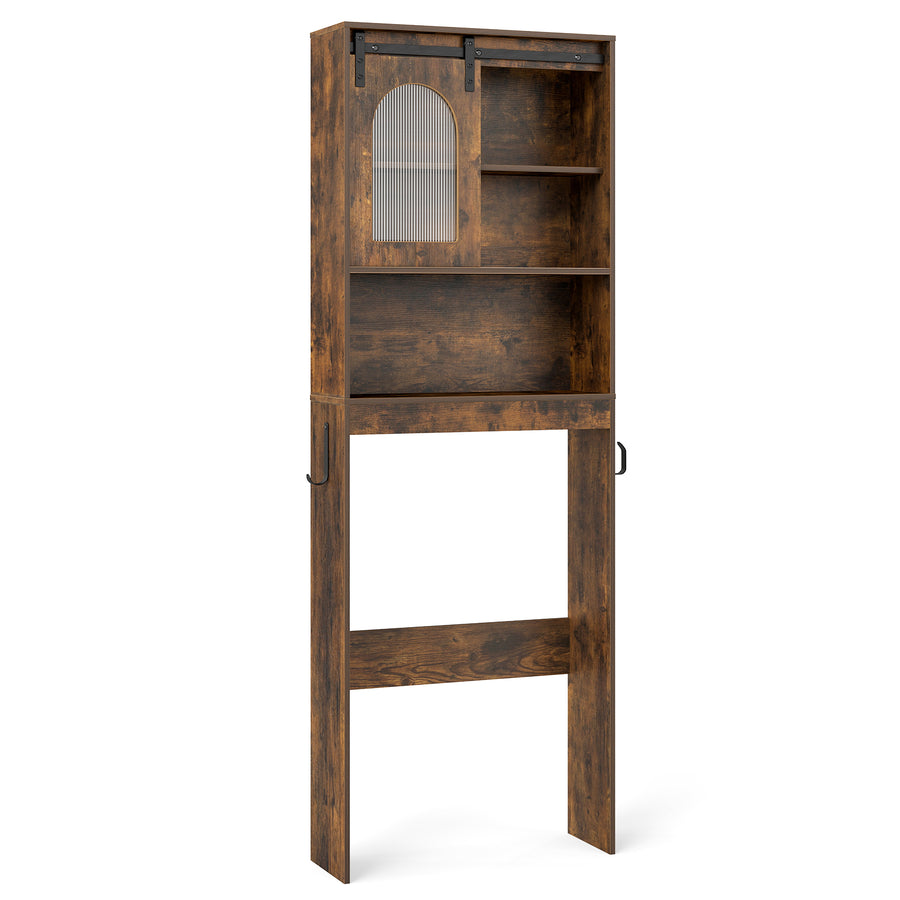 Over the Toilet Storage Cabinet with Toilet Paper Holder-Rustic Brown