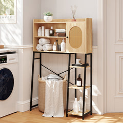 Over The Toilet Storage Cabinet with Sturdy Metal Frame and Adjustable Shelf-Natural