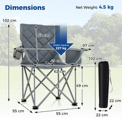 Oversized Camping Chair Heavy Duty Outdoor Folding Chair-Grey