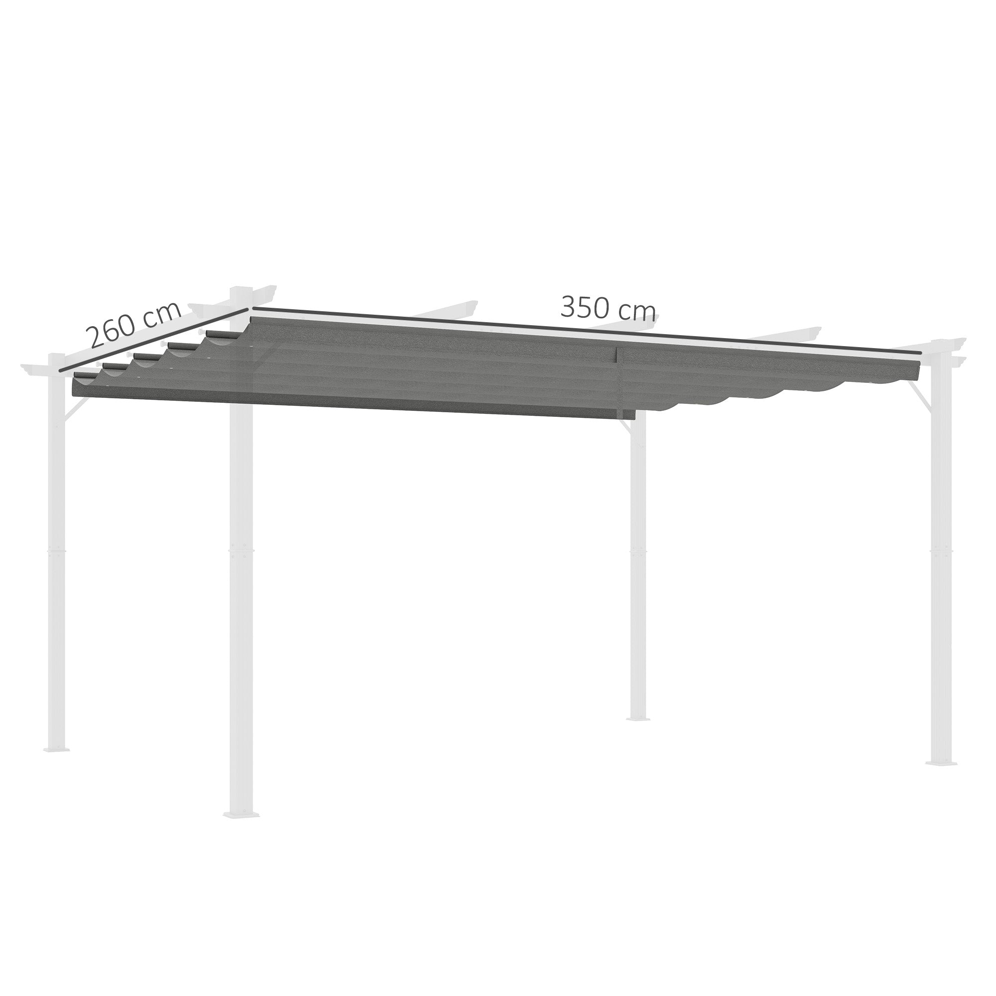 Outsunny Retractable Pergola Shade Cover, Replacement Canopy for 4 x 3 (m) Pergola, Retractable Roof, Light Grey