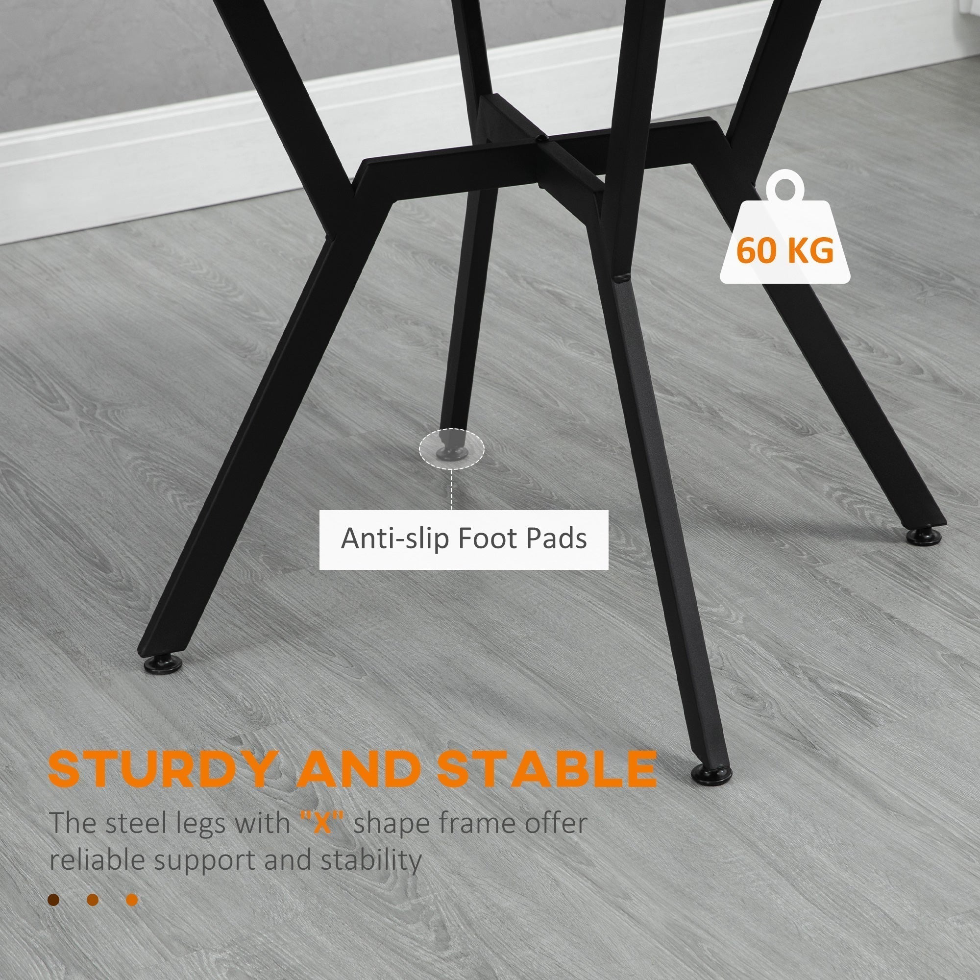 HOMCOM Dining Table, Round Kitchen Table with Black Legs, Anti-slip Foot Pads for Living Room, Dining Room 90 x 76 cm, Brown