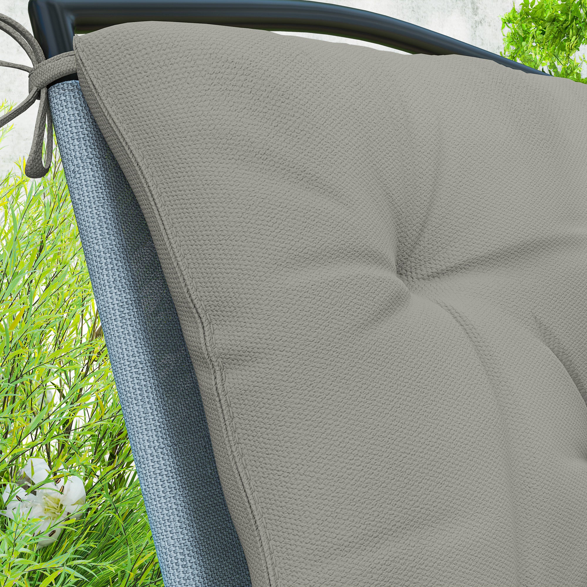 Outsunny Set of Two Outdoor Seat Cushions - Light Grey