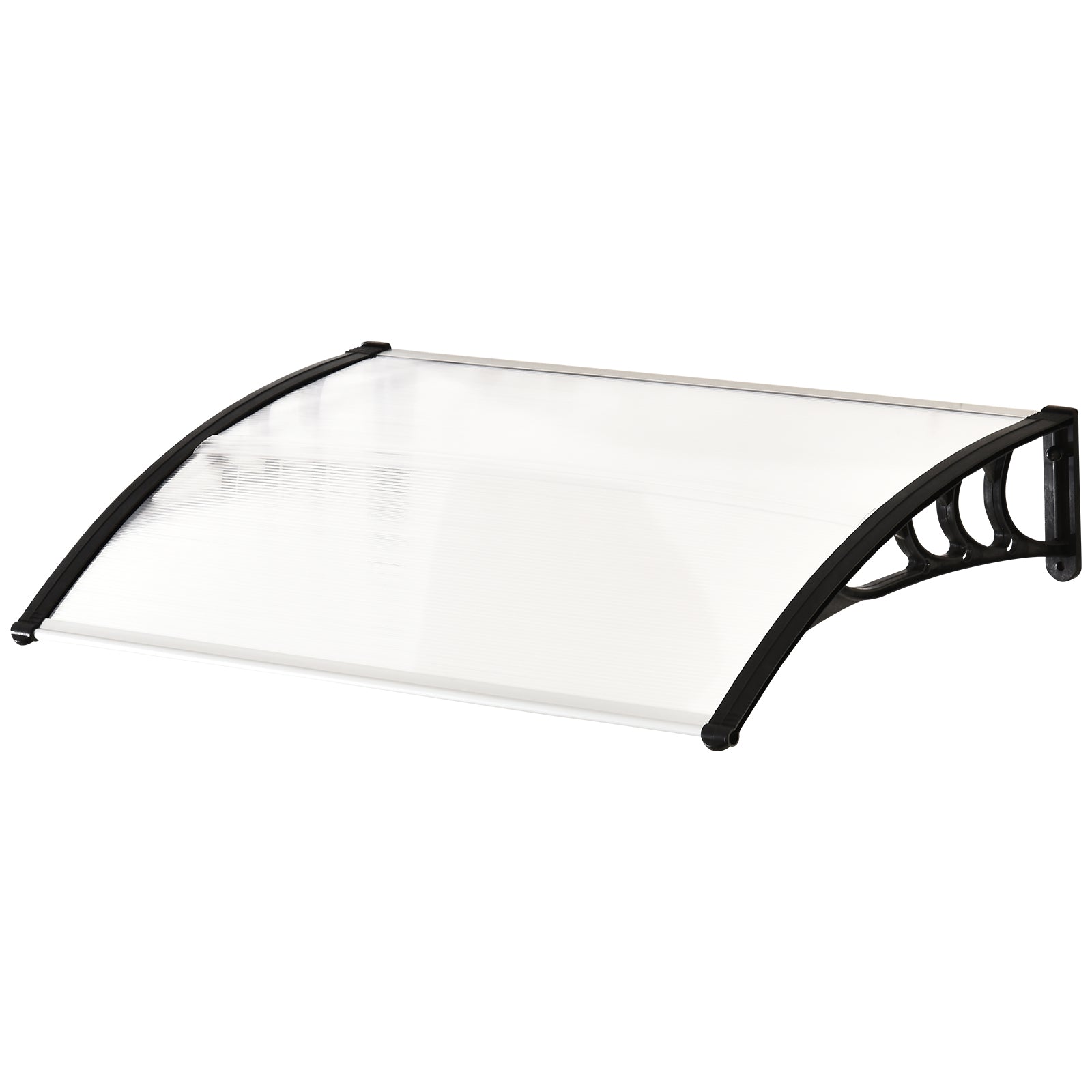 Outsunny Front Door Canopy Outdoor Awning Aluminium Rigid Plastic Polycarbonate Rain Shelter UV Water Rain Resistant 120 x 75cm White