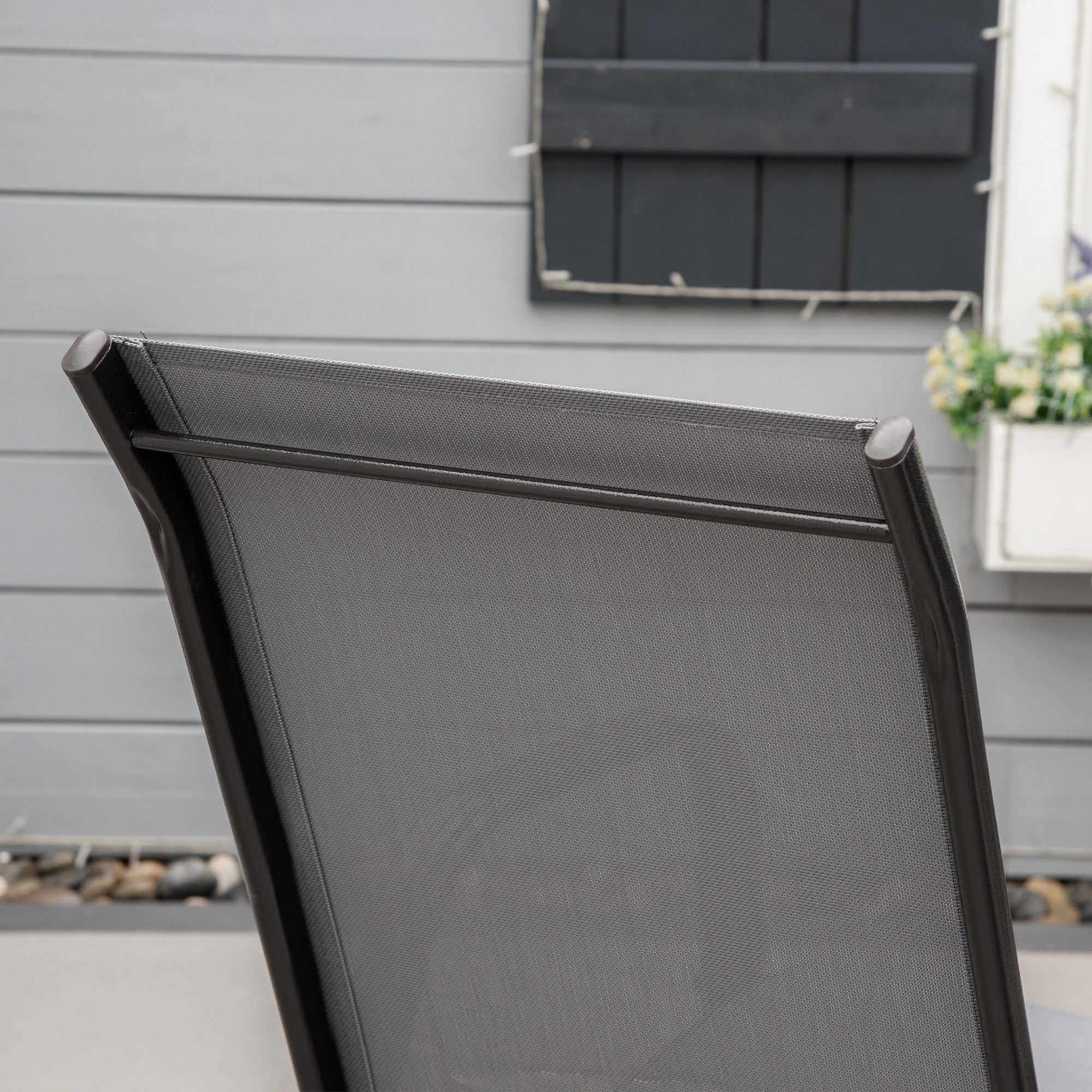 Outsunny Set of Four Stackable Mesh Seat Chairs - Dark Grey