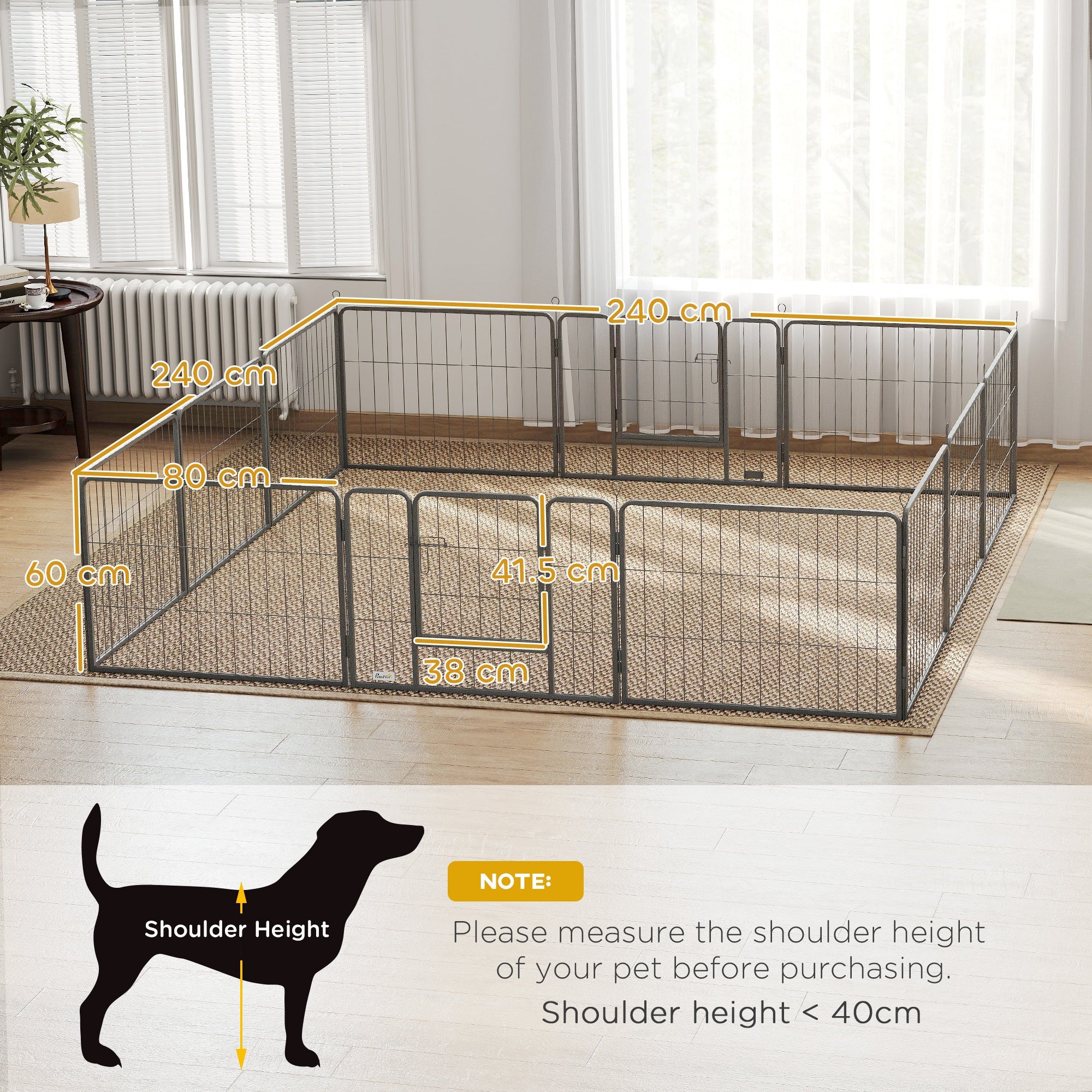PawHut 12 Panels Heavy Duty Puppy Playpen, for Small Dogs, Indoor and Outdoor Use - Silver