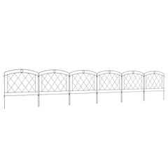 Outsunny Metal Decorative Outdoor Picket Fence Panels Set of 6, Black