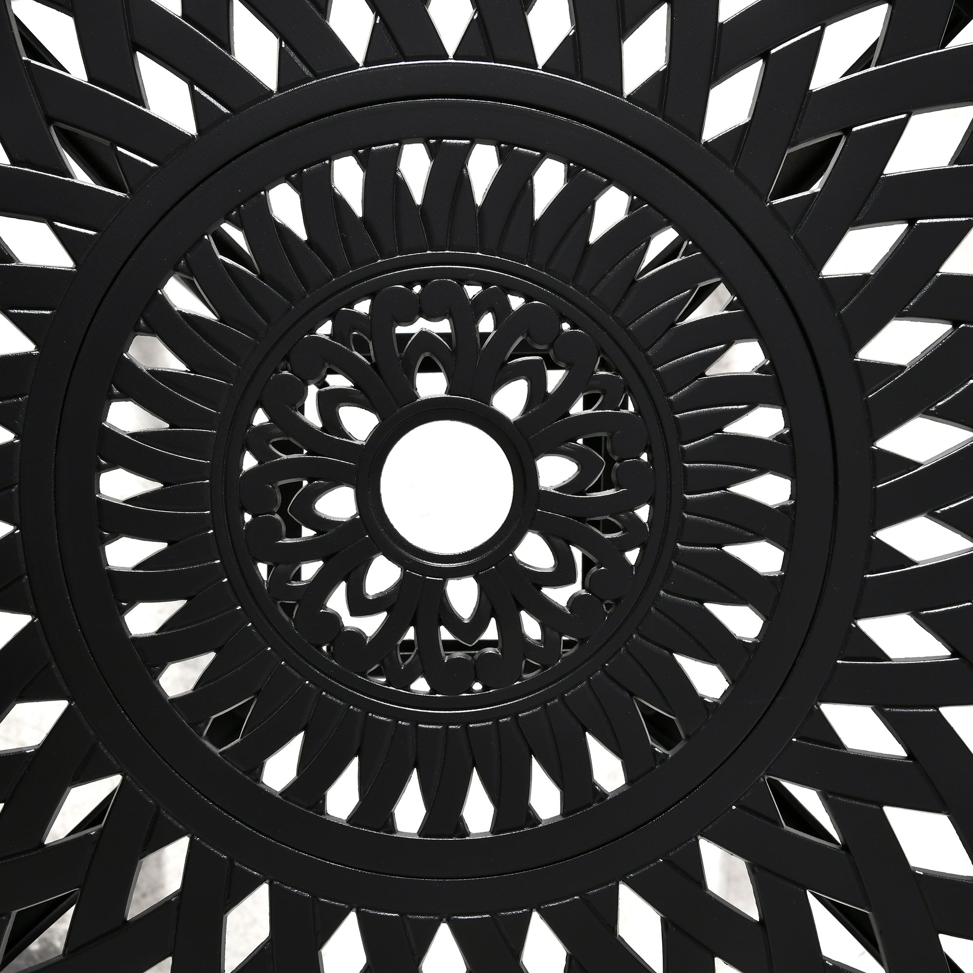 Outsunny 78 cm Round Garden Dining Table with Parasol Hole Antique Cast Aluminium Outdoor Table Only, Black