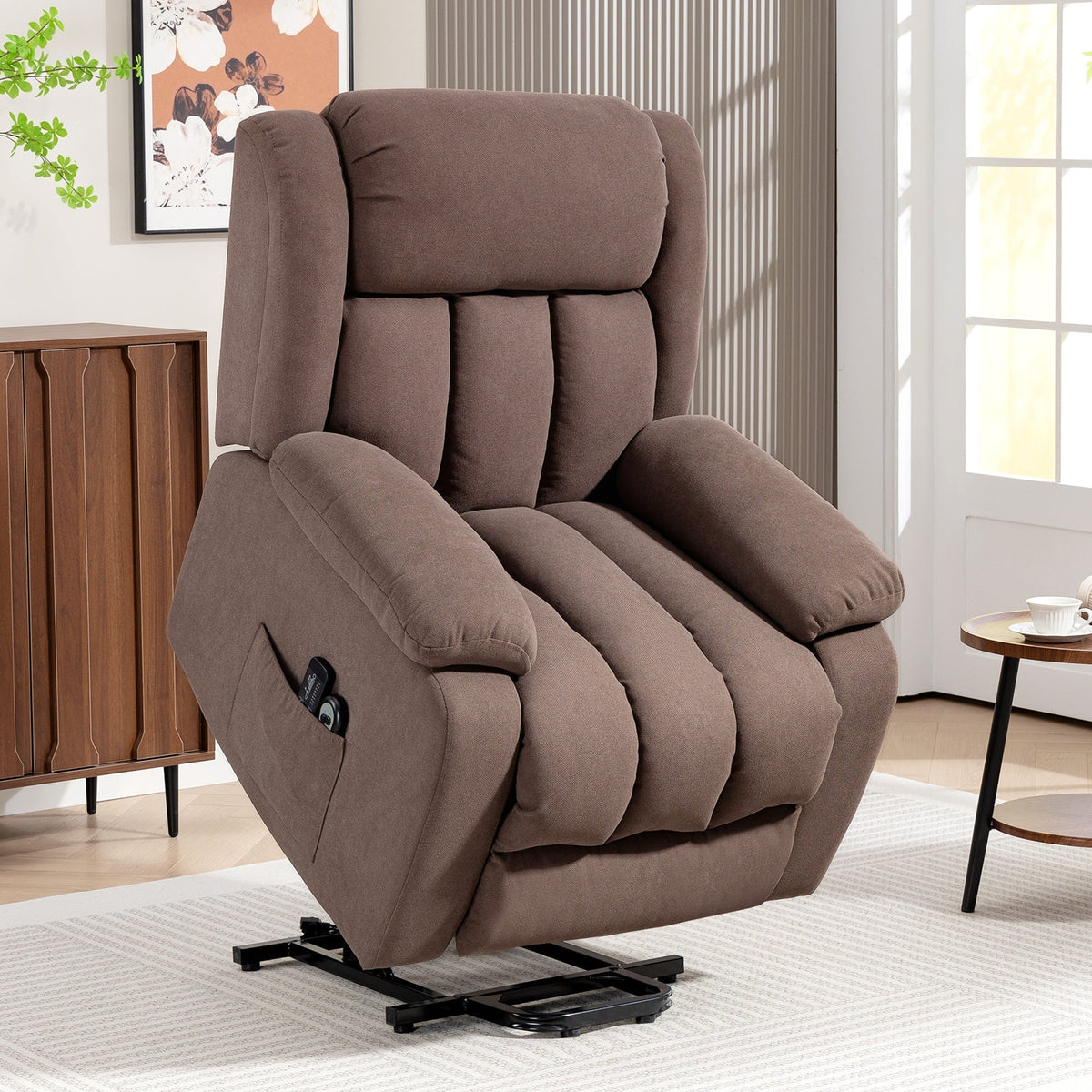 HOMCOM Eight-Point Massage Electric Lift Chair - Dark Brown