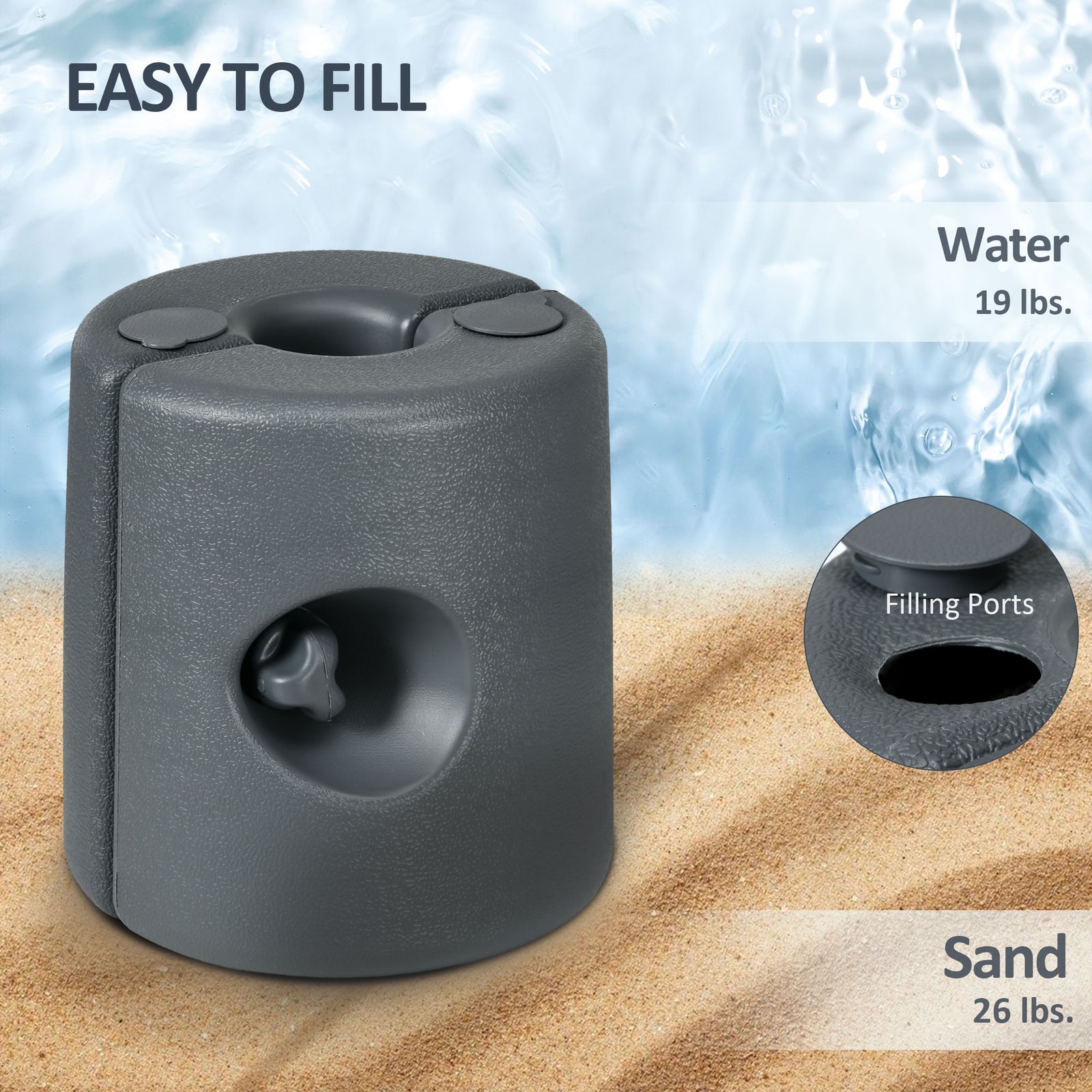 Outsunny HDPE Tent Weights Set of 4, Canopy Weights, Fill with Water or Sand, 48KG
