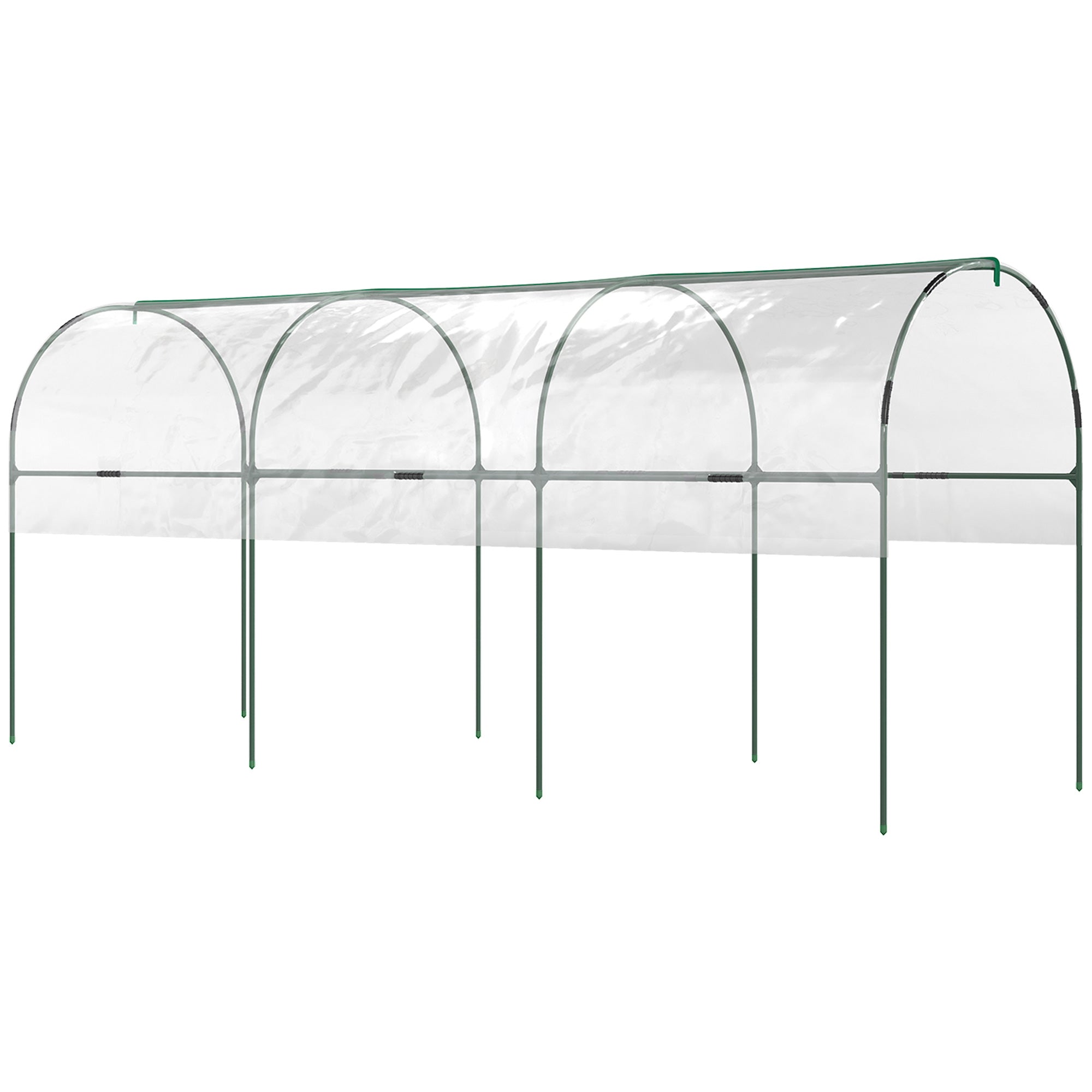 Outsunny Tunnel Tomato Greenhouse with 4 Hoops and Top Tap, Pointed Bottom and Guy Ropes, 400 x 123 x 171 cm, Clear