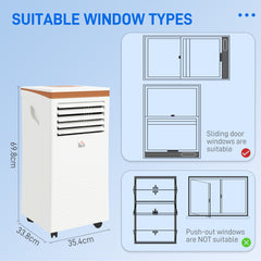 HOMCOM 9000 BTU Air Conditioning Unit, 3-in-1 Portable Air Conditioner, Dehumidifier, Cooling Fan with Remote, LED Display, 2 Speeds, 24H Timer, Window Venting Kit, 28m²